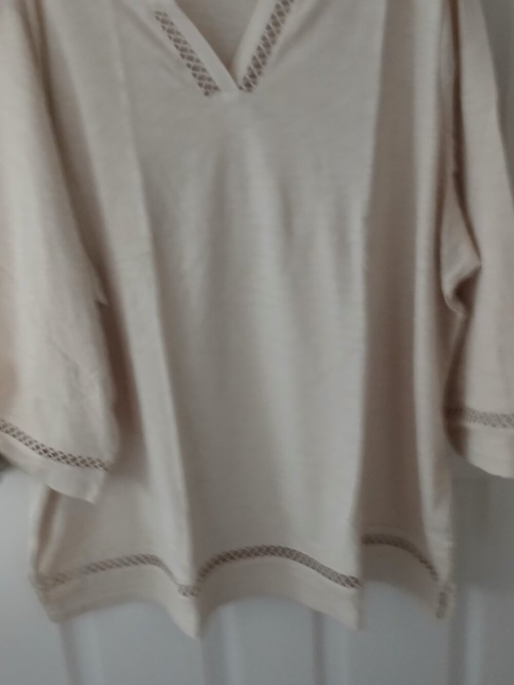 Belle by Kim Gravel Slub Knit Breezy Bliss Open Trim Top
